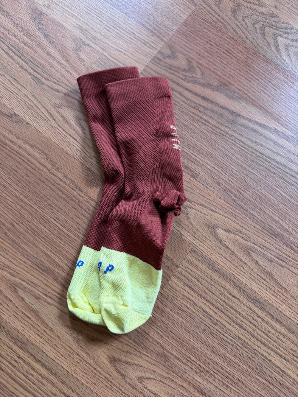 Maap cycling socks - Maroon and Yellow